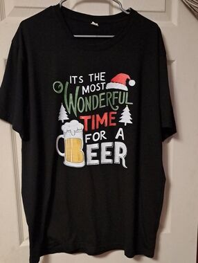 Men's Unbranded Black Holiday Beer Graphic Tee with Multicolor Print